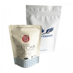 Aluminiumfolie Stand up-påse för plastpåsar med grönt tepulver med påsar till billig pris