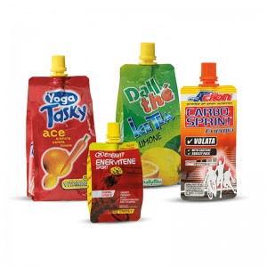 anpassad 200 ml flytande aluminiumplast dryck organisk banan frukt gelé juice förpackning förvaring doypack pipa påse juice påse