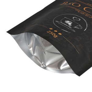 Anpassad logotyp kaffepåsar återanvändbar stand up-väska med ziplock Förpackningspåsar för kaffe