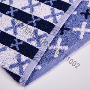 JMD TEXTILE Badrumshanddukset, 4 delar brittisk stil Jacquardhandduk, stora handdukar 100% bomull, lämplig för pool, gym, hotell, resor, tillbehör för college-sovsalar, brun och blå (blå-röd, 4)