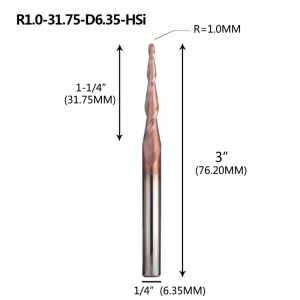 Avsmalnande boll Radioändkvarn 1/4 \