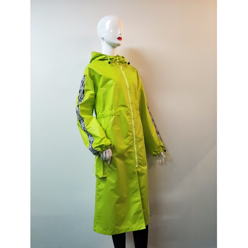 LADIES FLUORESCENT GREEN LONGLINE WINDBREAK JACKET RLWJ0009