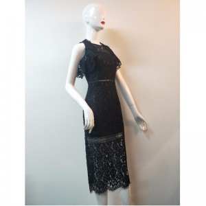 LADIES SVART LACE LONGLINE KLÄNNING JLWD0039