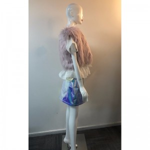 LADIES PINK SHORT FUR GILET RLWF0014