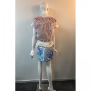 LADIES PINK SHORT FUR GILET RLWF0014