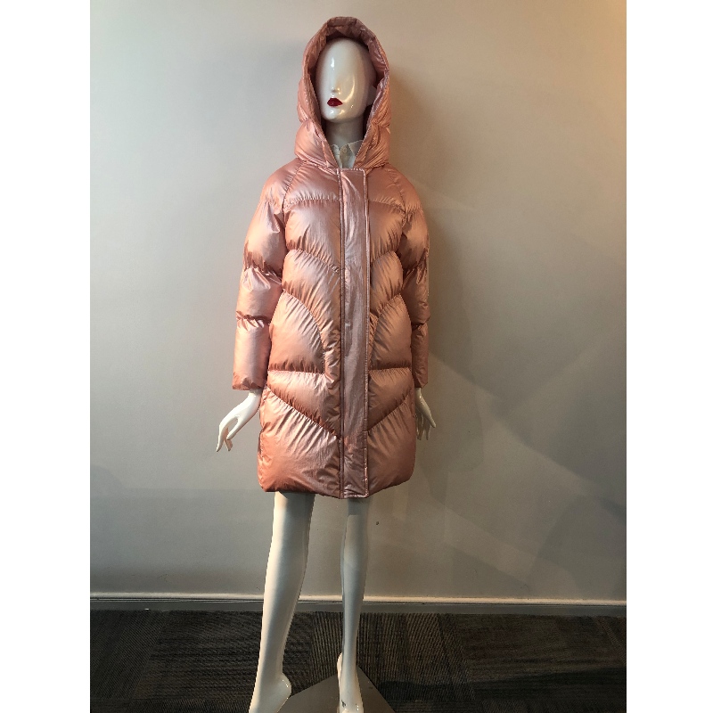 LADIES LONGLINE PUFFER COAT IN PINK RLWPC0081