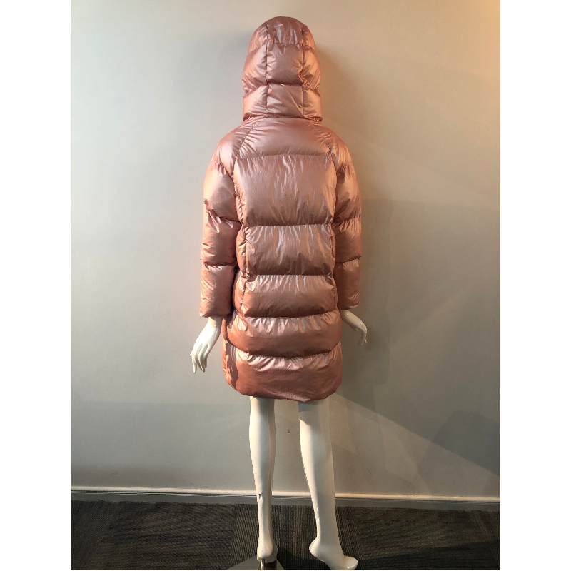 LADIES LONGLINE PUFFER COAT IN PINK RLWPC0081