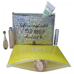 anpassad storlek mode vattentät zip stängning laser film bubbla väska / stötsäker laser kvinna smink / present bubbla blixtlås väska