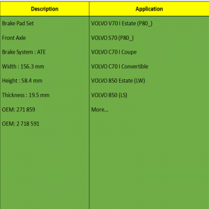 Bromsbelägg (OE: 271 859, OE: 2 718 591)