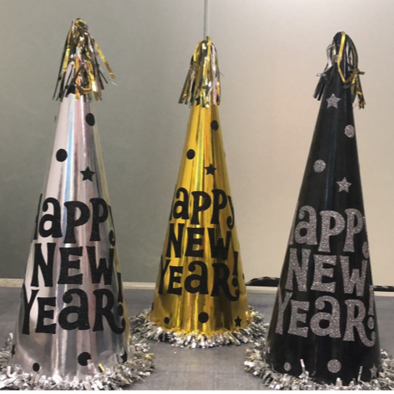 Gott nytt år, uppfräschad frant Cone Hats Paper med Glitter