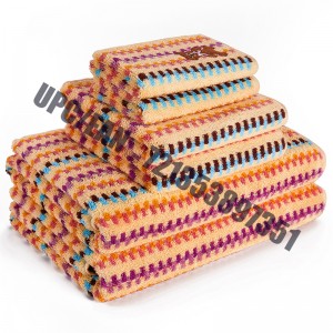 JMD TEKSTIL Snabbtorr 100% bomull, Little Bear Cartoon Broderi, Flerfärgad färgad Jacquard badrumshanddukssats, 6-Peice Set (Orange)