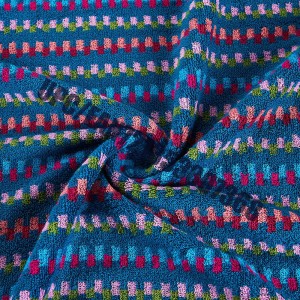 JMD TEXTILE Snabbtorr 100% bomull, Little Bear Cartoon Broderi, Flerfärgad färgad Jacquard badrumshanddukssats, 6-Peice-set (blå)