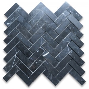 Nero marquina 1x3 fiskmosaikbrickor polerad