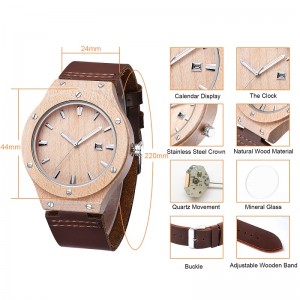Nature Wood Watch Man Analog Quartz Leather Strap Fashion Roman Zebra Watch Herrens moderna coola klocka