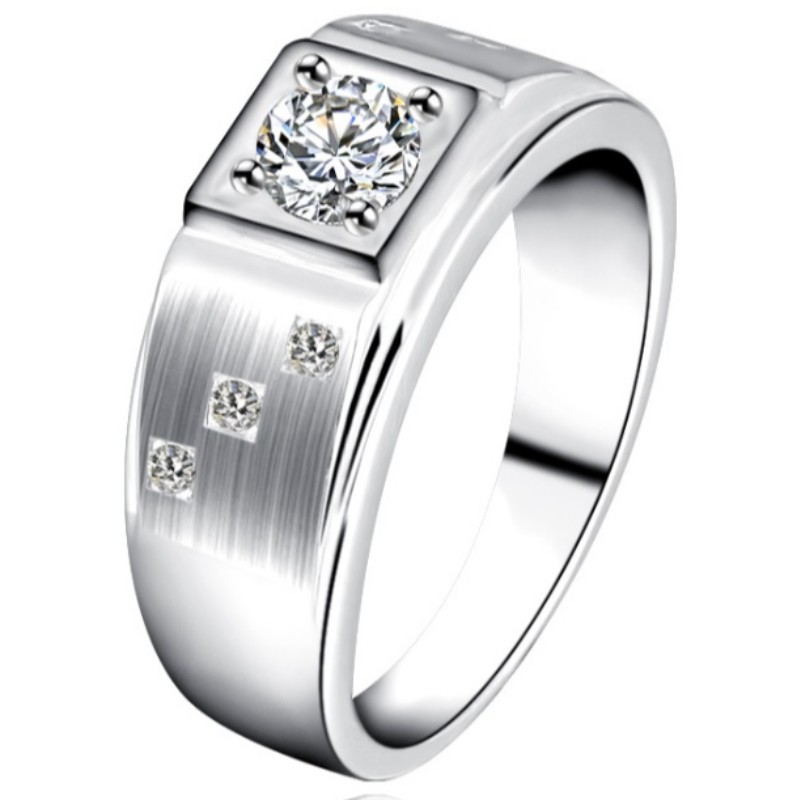 Män ringar cubic zirconia män uttalande ringar 925 sterling silver platina lovande ringar för män