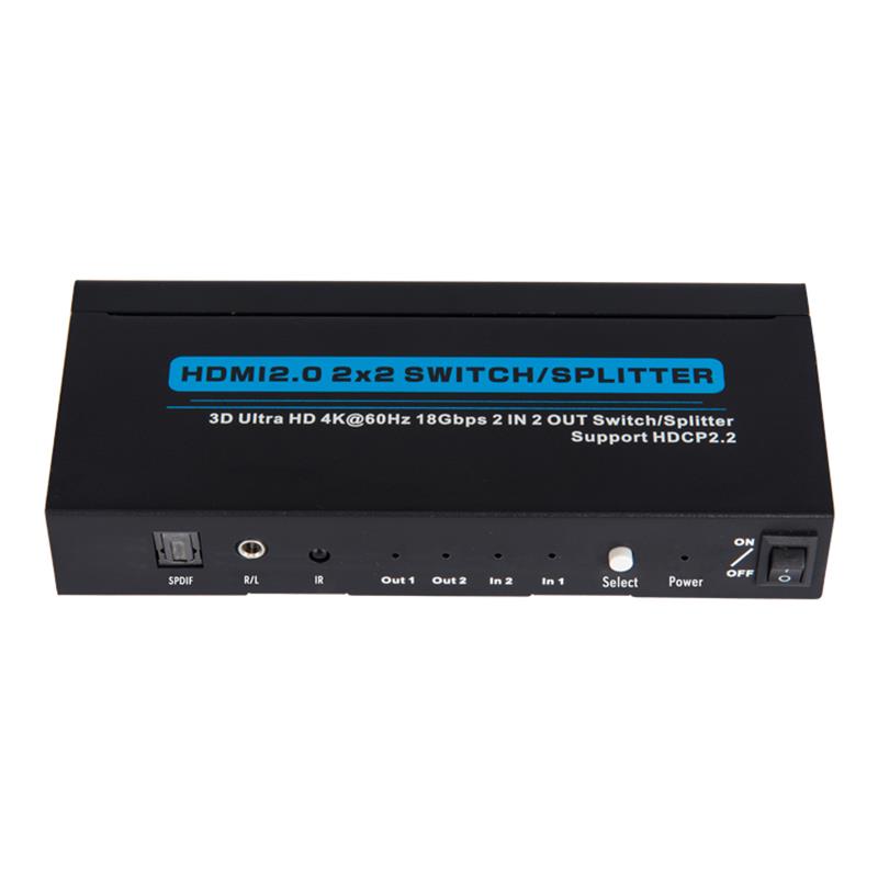 V2.0 HDMI 2x2 switch / splitter stöd 3D Ultra HD 4Kx2K @ 60Hz HDCP2.2