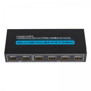 V2.0 HDMI 2x4 switch \/ splitter stöd 3D Ultra HD 4Kx2K @ 60Hz HDCP2.2