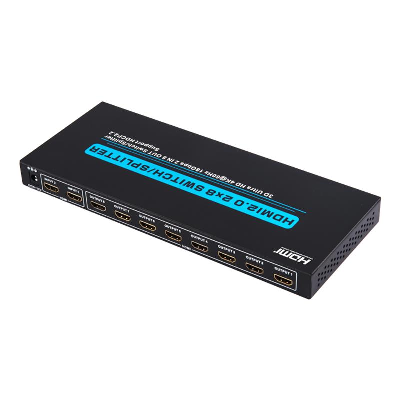 V2.0 HDMI 2x8 switch / splitter stöd 3D Ultra HD 4Kx2K @ 60Hz HDCP2.2