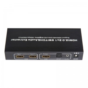 V2.0 HDMI 2x1 switcher och ljuduttagssupport ARC Ultra HD 4Kx2K @ 60Hz HDCP2.2 18 Gbps