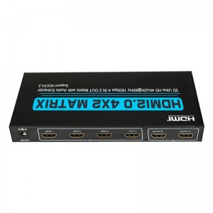 V2.0 HDMI 4x2 Matrix Support Ultra HD 4Kx2K @ 60Hz HDCP2.2 18 Gbps med ljuduttag