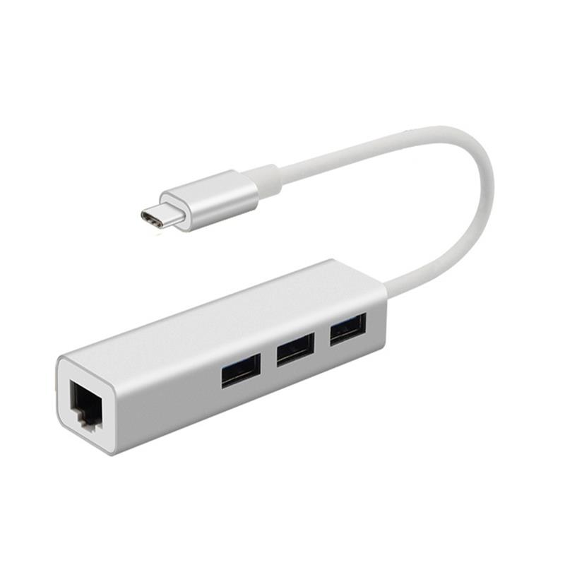 USB-typ C till LAN (1000M) + USB 3.0x3 hubadapter