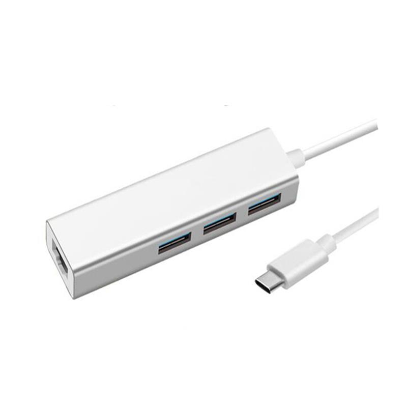 USB-typ C till LAN (1000M) + USB 3.0x3 hubadapter