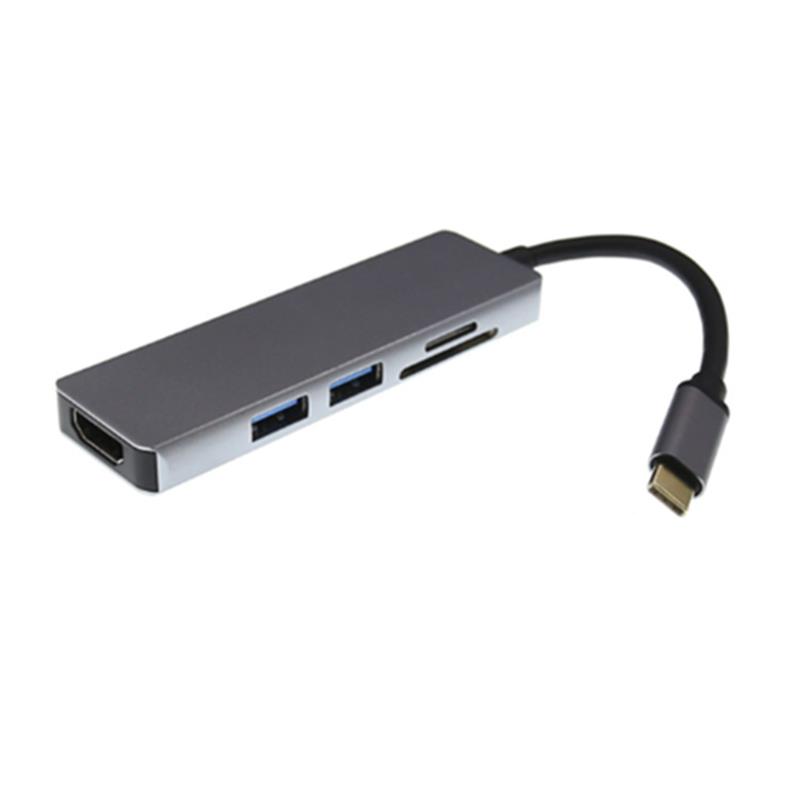USB-typ C till HDMI + 2 x USB 3.0 + SD-kortläsarehub