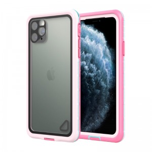 Vattentät låda vattentät tillbehör telefon torrväska för iphone 11 (rosa) transparent baksida