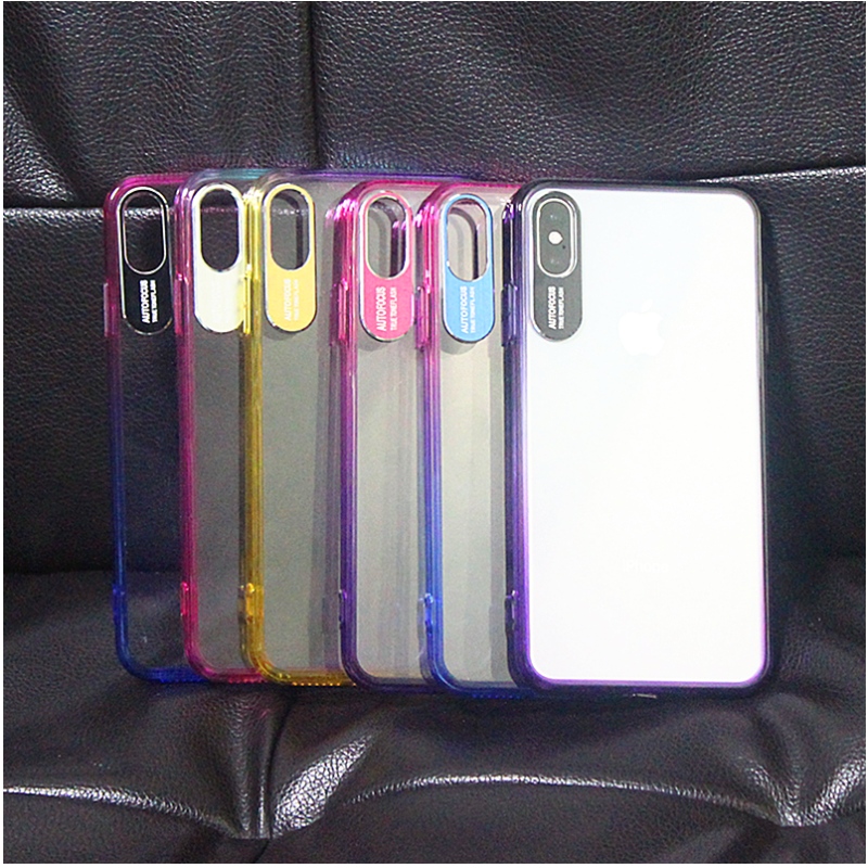 Färg gradvis föränderliga mobiltelefon fodral för iPhone X / XS med metall kameraskydd
