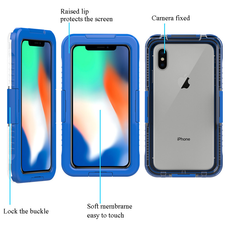 Vattentätt telefonfodral iphone XS Max väterbeständig mobil fodral livssäker fodral (blå)
