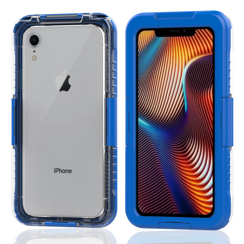 Vattentätt förpackning för iphone vattentock dammsäker bästa vattentäta etui för iphone XR (blå)