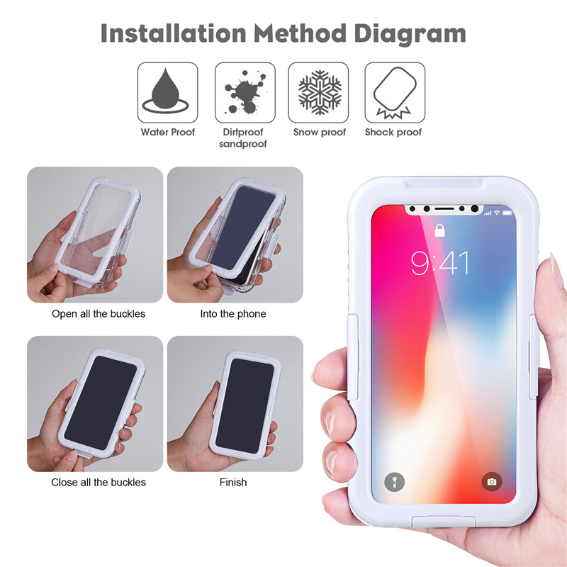 Vattentät och stötsäkert iphone fodral vattentätt fodral nära mig undervattens telefon kamerafodral för iphone XS （vit)