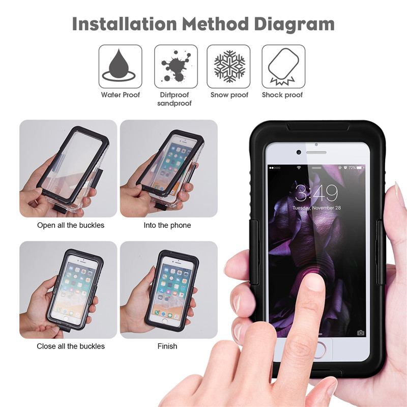 Nytt vattentätt fall i Iphone 8 plus ett snösäkert iphonfodral bäst vattentätt 8 plus ett fodral (svart)
