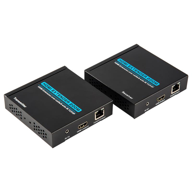 V1.3 HDMI Extender 200 m över Single cat5e / 6-kabel stödjer Full HD 1080P POE