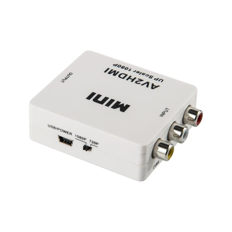 Mini Size AV/RCA/CVBS till HDMI- Konvertering 720p/1080p