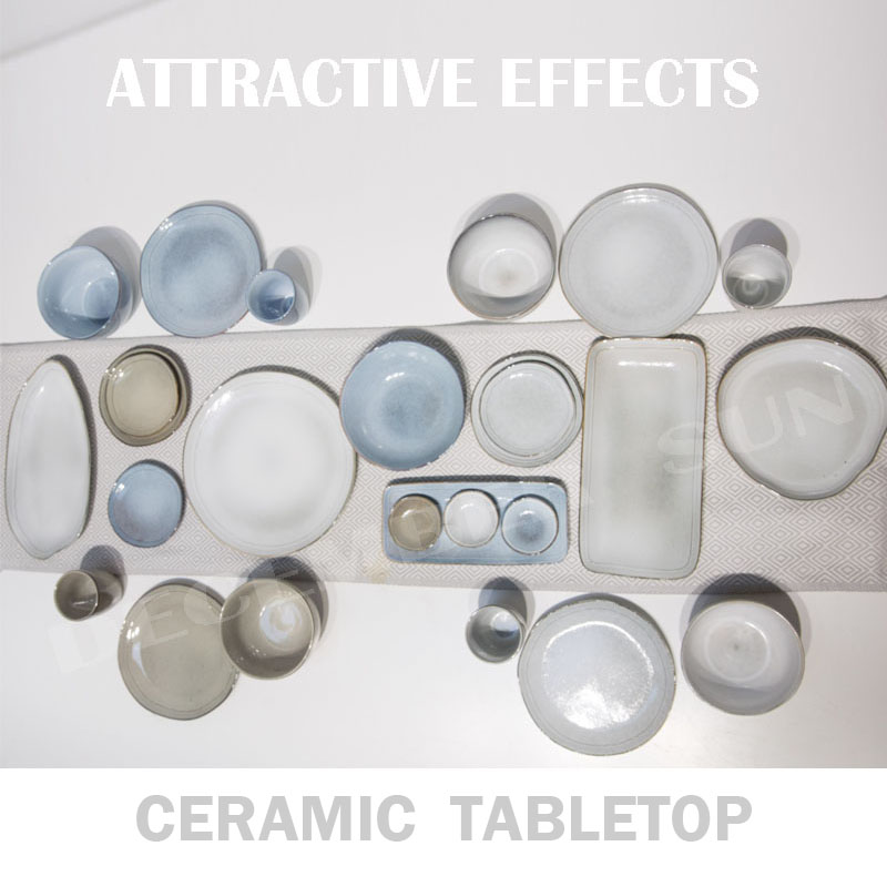 Stora sorter av sten, keramisk bordssats