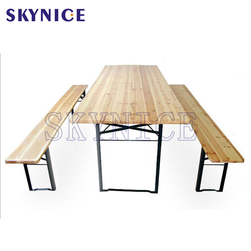 Pine Wood Garden Folding Beer Table and Bench Set