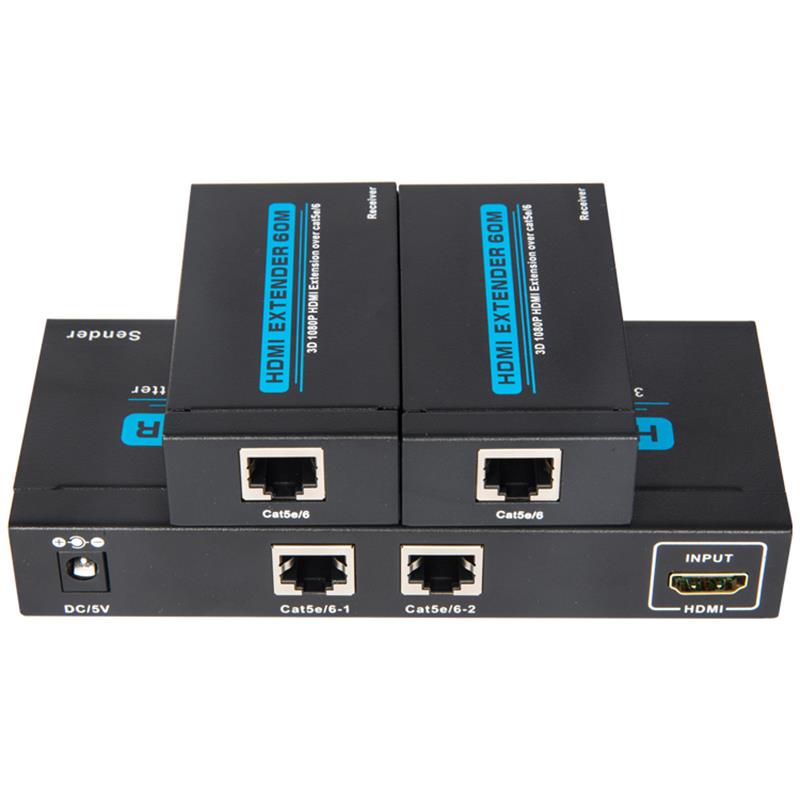 2 portar UTP HDMI 1x2 splitter över singel Cat5e / 6 Med 2 mottagare upp till 60 meter