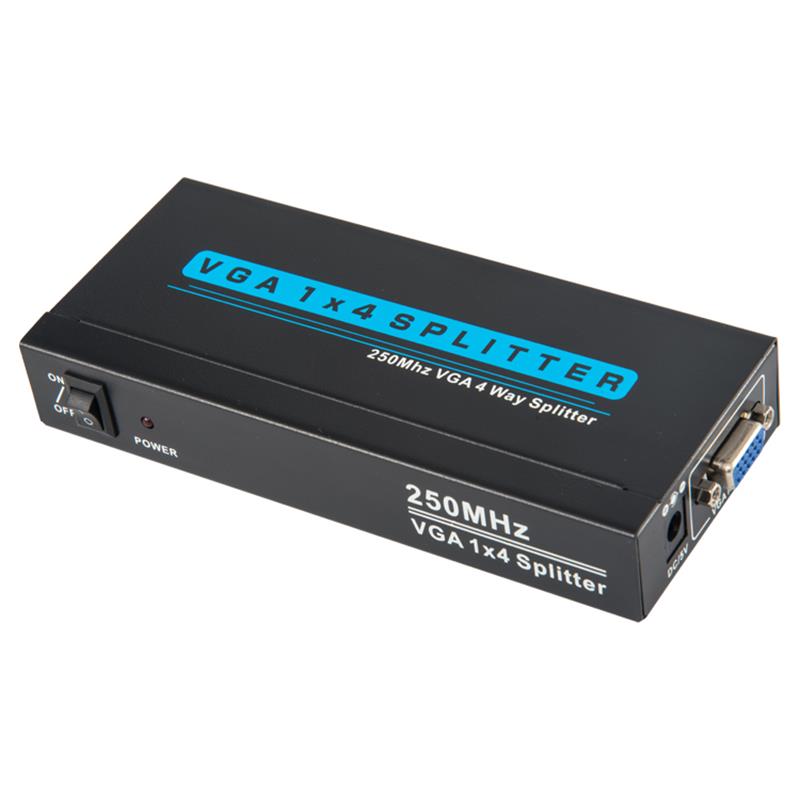 250MHz 4 Way VGA 1x4 Splitter Support 1080P