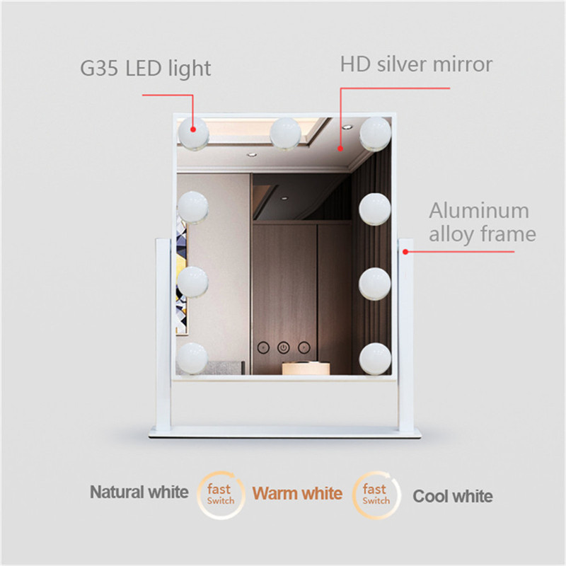 Handkontroll Dimmable Brighness 360 Roterande Vanity Makeup Hollywood Mirror med 12 LED Bulbs