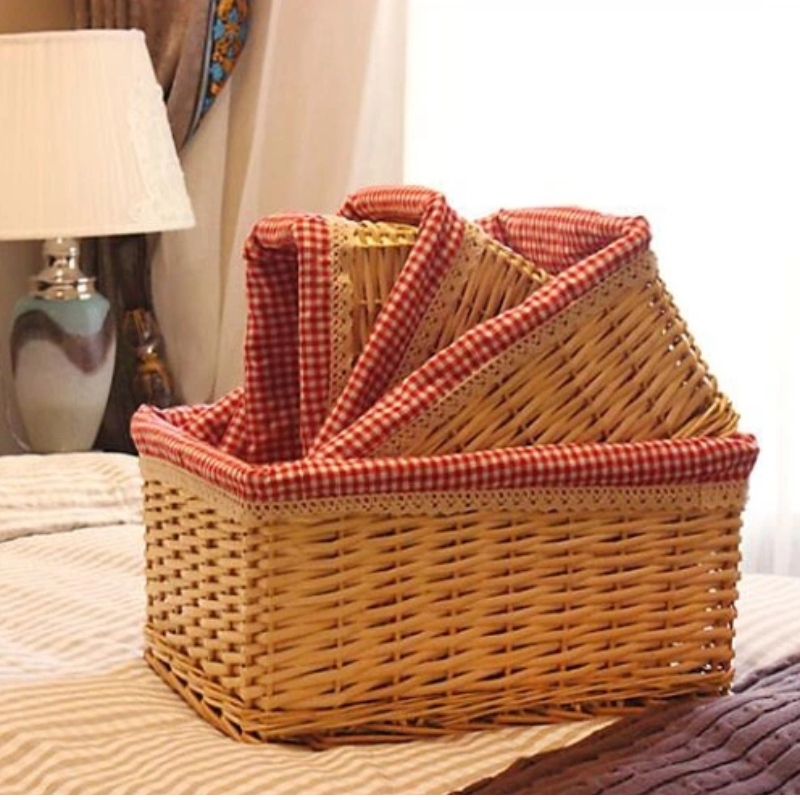 Uppsättning av 3 rottingkorg