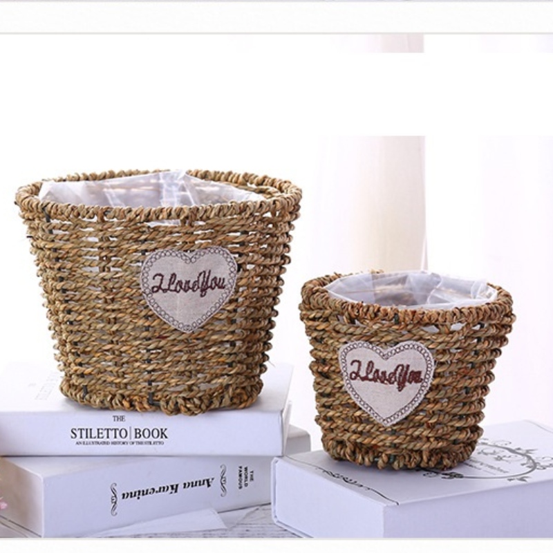 Seagrass Basket med stickning
