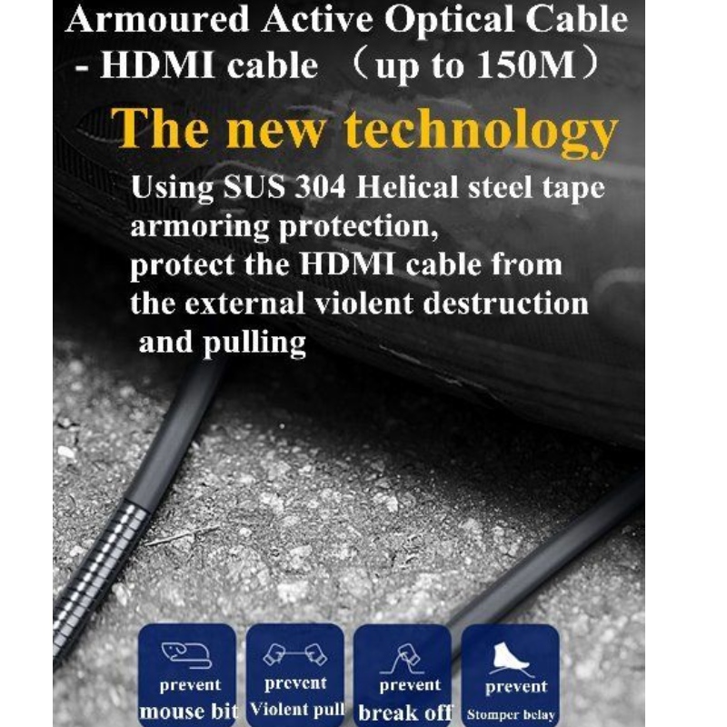 HDMI-AOC-bepansrade kabelstöd4K@60hz18G ARC 3D för utomhusvisning av multimedia