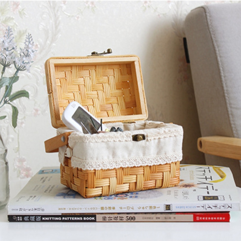 Trä Väven Korgen med lock