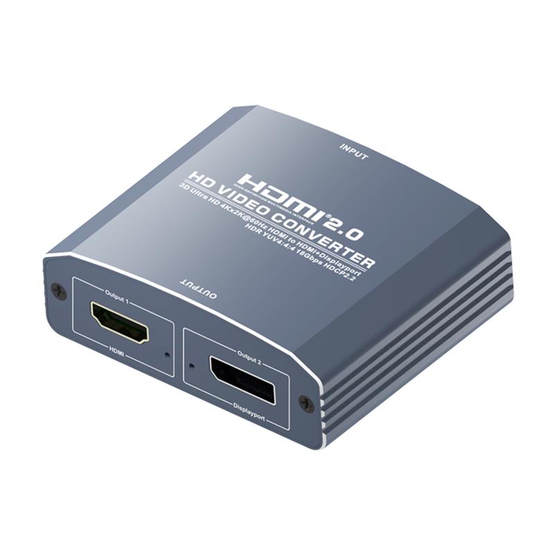 3D Ultra HD 4Kx2K @ 60Hz HDMI till HDMI + DP Converter stöd HDMI2.0 18 Gbps HDR YUV4: 4: 4 HDCP2.2