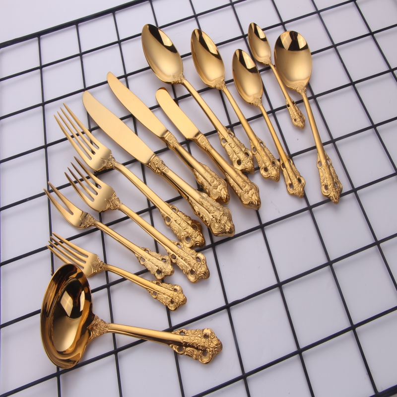 modern bestick bestick inox grossist bröllop 18\/10 guld bestick set i rostfritt stål