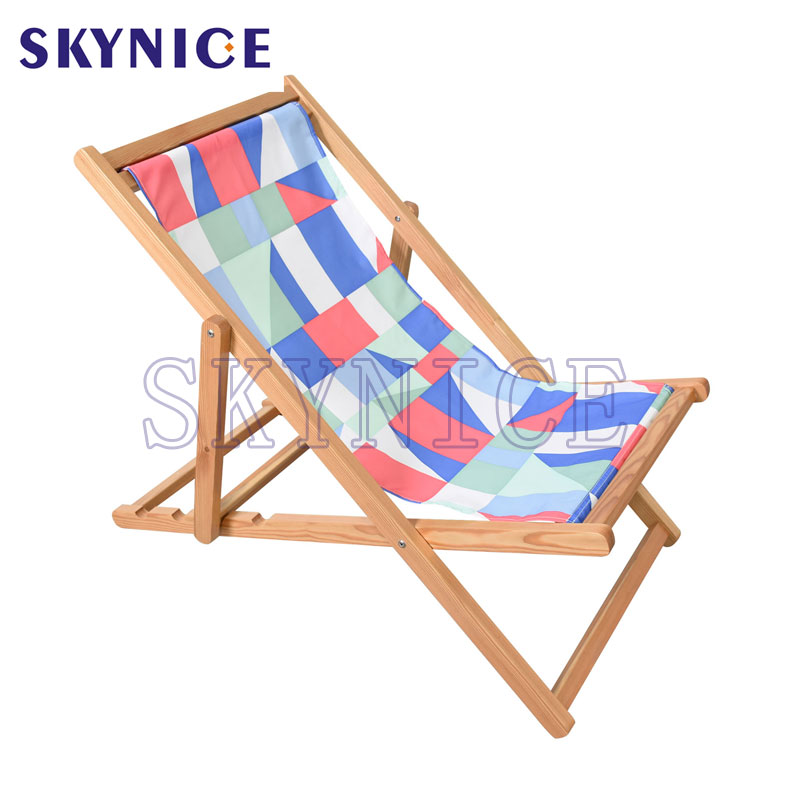 Inomhus Follble Wooden Beach Longue Deck Chair