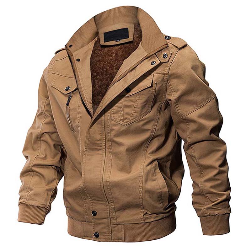 Tjock pilot Jacket män Egen Plus Size Bomber Fleece Winter Coat Värme