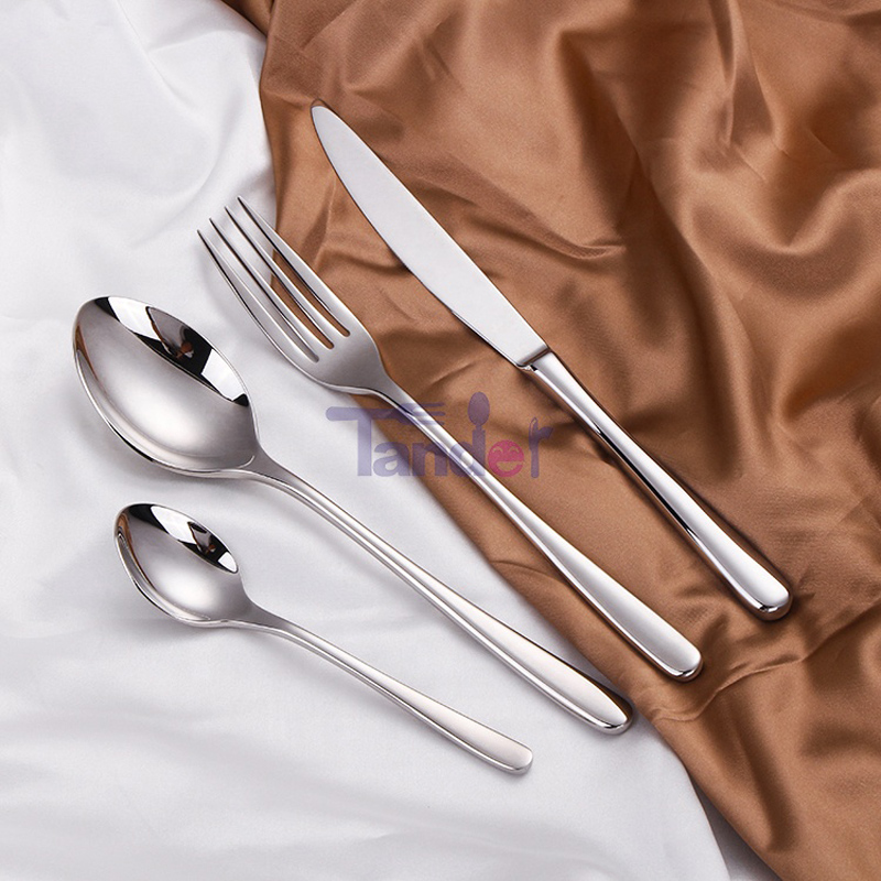 Modern Silver Stainless Steel High Quality Silverware Återanvänd CutIery Wedding Flatbware Set