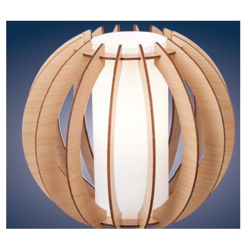 Naturlig träbordslampa med glasskärm